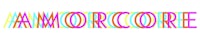 the word amorcore in colorful lines on a white background